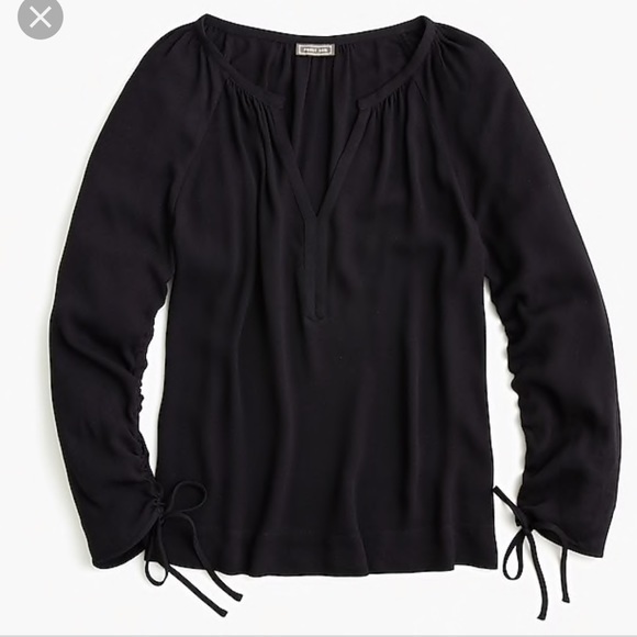 New‎ JCREW Point Sur drapey open V-neck top Black - Picture 1 of 6